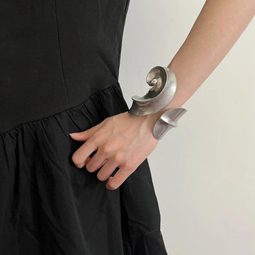 New Vintage Heavy Exaggerated Metal Irregular Spiral Vortex Geometric Adjustable Bracelet Bangles for Women - The Jewellery Supermarket